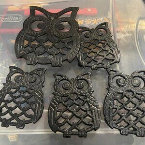 VINTAGE - LOT OF 5 - OWL TRIVETS - ITEM #  6 - 31